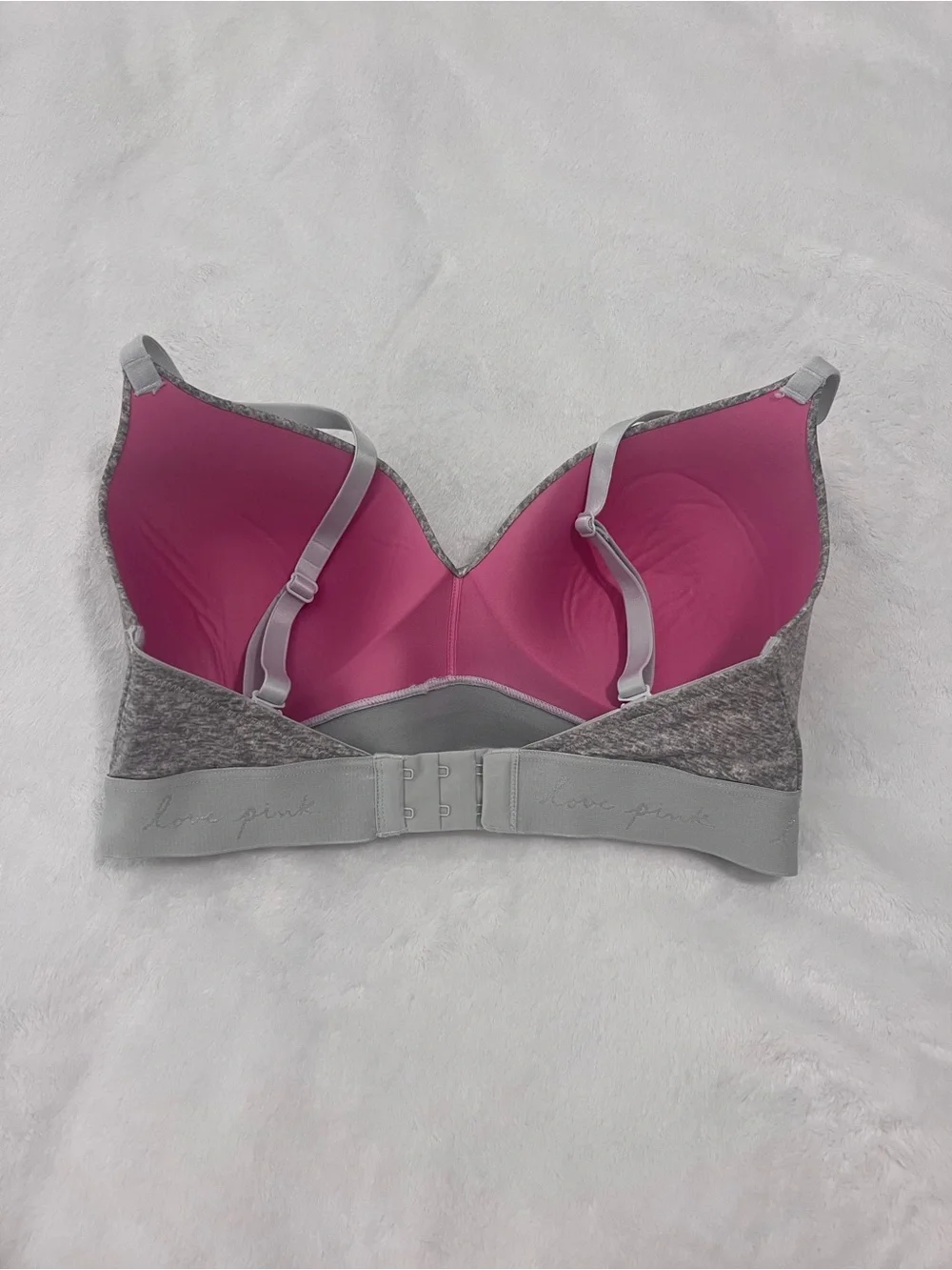 PINK Victoria's Secret Heather Light Gray Wireless Sports Bra